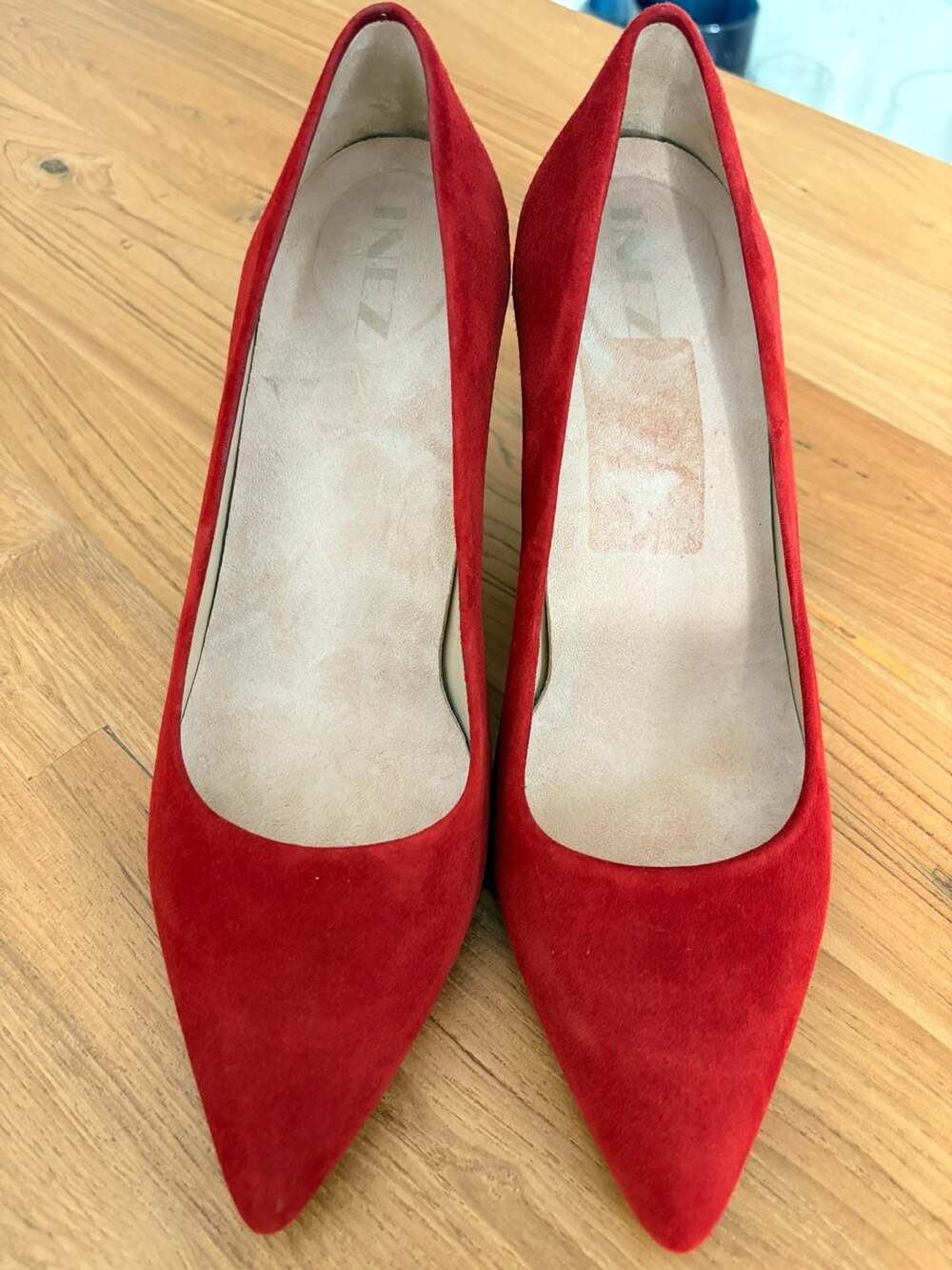 Inez Lola Red Suede Pointed Toe Pumps Size 7.5 EUC